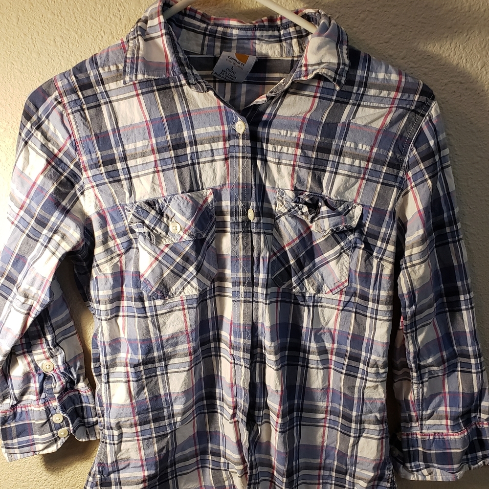 Womens button up carhartt flannel shirt